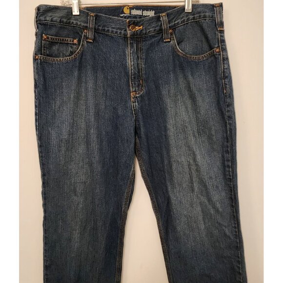 Carhartt Work Jeans Relaxed Straight Fit Blue Medium Wash Mens Size 38 x 30 - Picture 4 of 15
